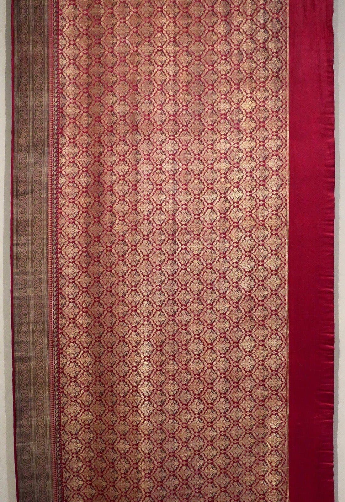 Antique crimson Banarasi sari with fine gold zari