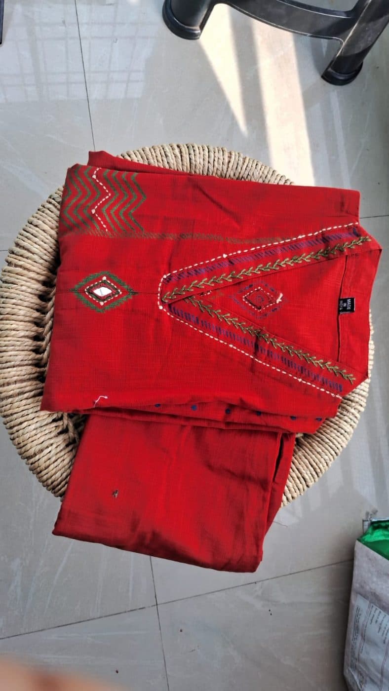 Red linnen cotton set