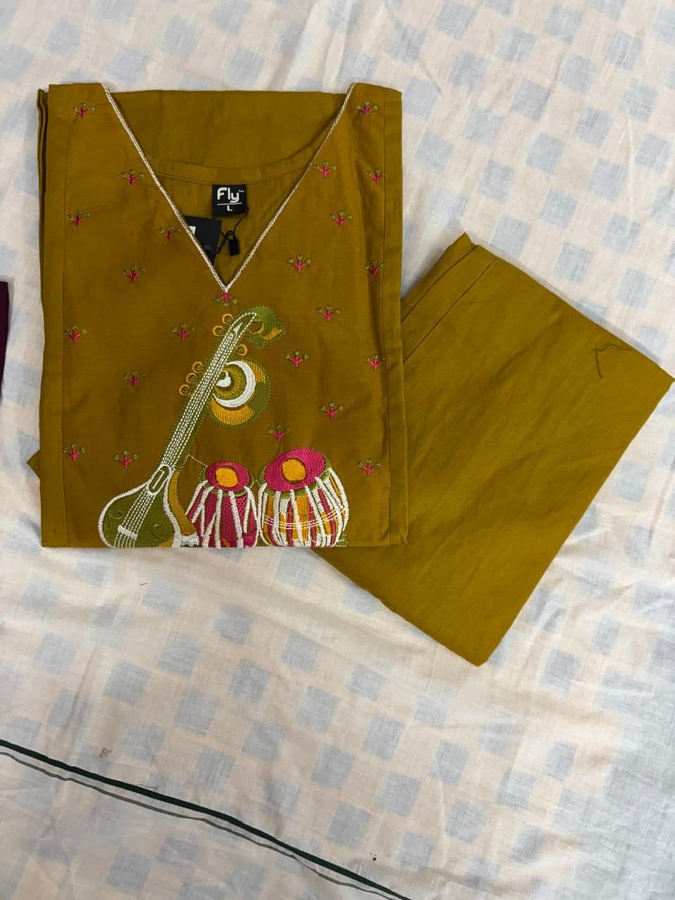 Mustard yellow dhaba cotton 2pcs set, photo 1